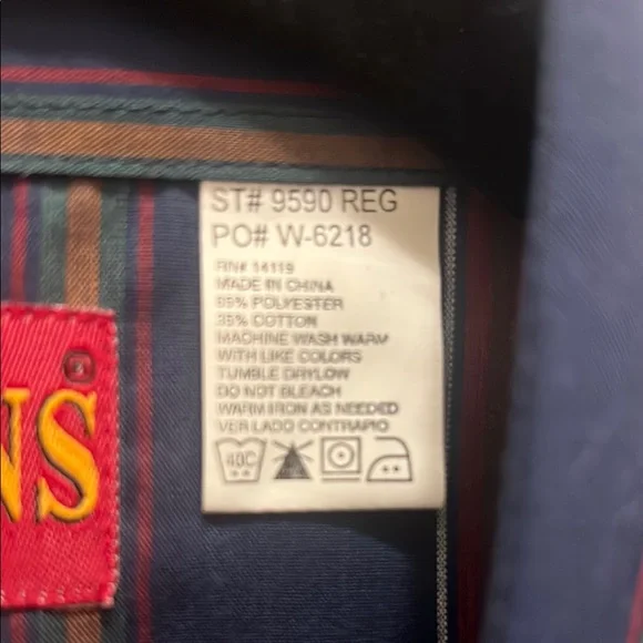 Men's Striped Western Shirt - Blue and Red - Picture 2 of 5